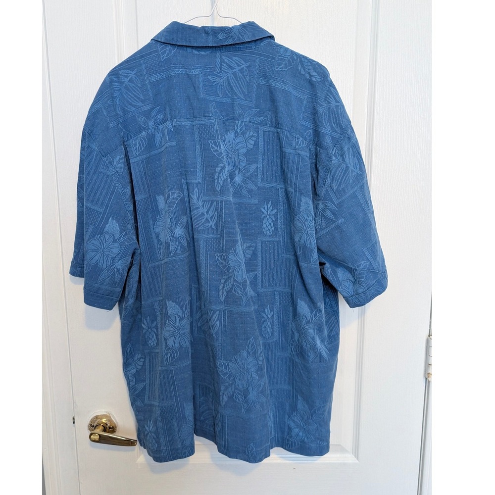 Jamaica Jaxx Mens XXL Blue Silk Jacquard Tropical Pineapple Camp Shirt XXL/EEG - Picture 3 of 7